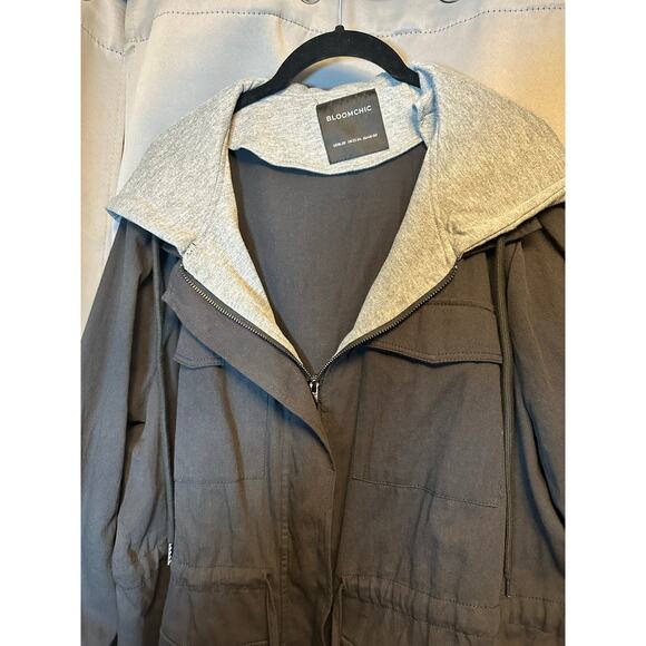 Plus Size 2X 18 20 BloomChic Hooded Jacket 4 Pockets Zipper Coat Cotton NWT - Picture 3 of 8